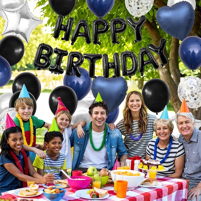 Navy Blue and Black Birthday Decorations - Image 6