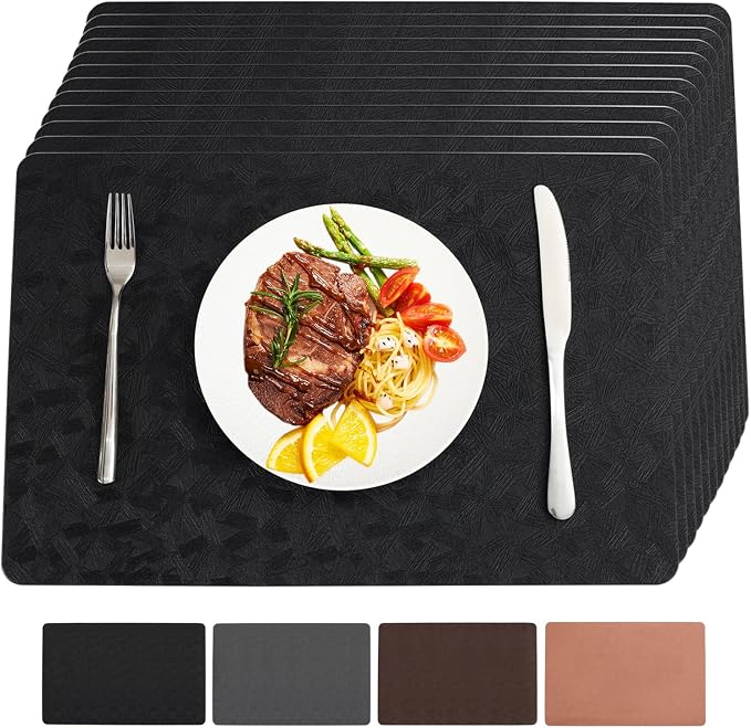 Vinyl Placemats Set of 12 Heat Resistant Easy Clean Non-Slip Place Mats by BxzanDya-LifeSmartMaker