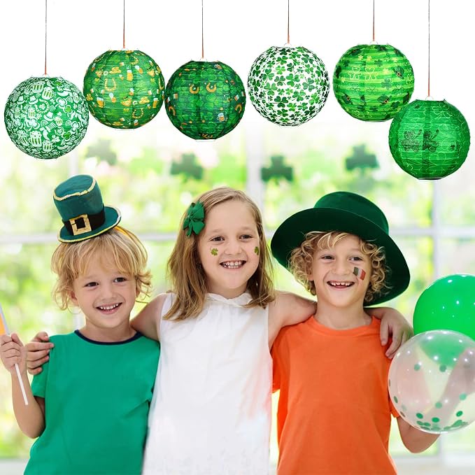 Panelee 12 Pcs St Patricks Day Party Decorations Paper Lanterns Hanging Round - Image 5