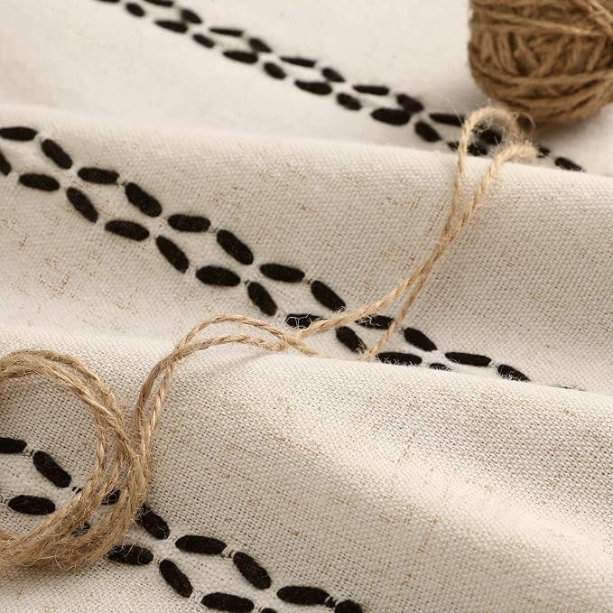 Beige 100% Boho Blackout Curtains 63 Inch 2 Panels - Image 4