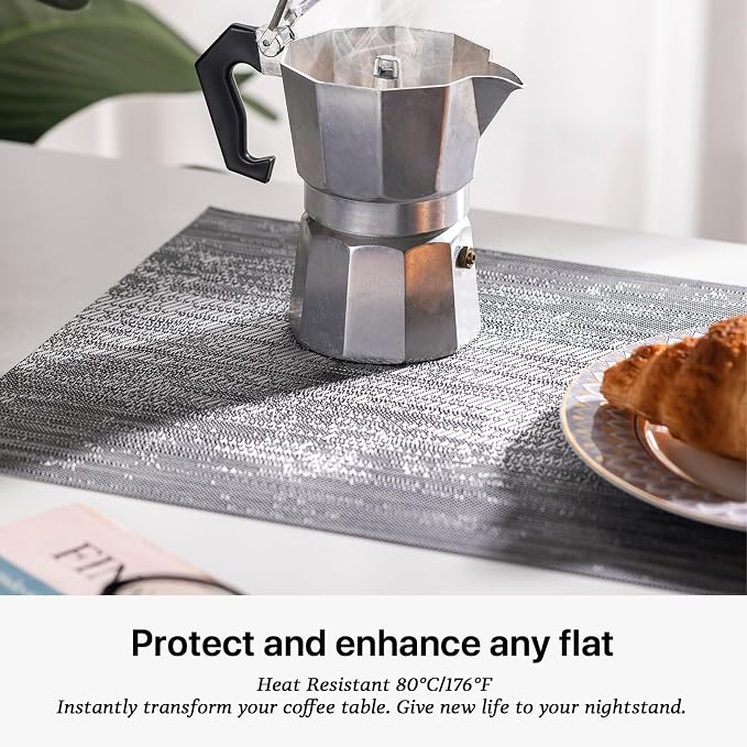 LEXMORE Placemats Set of 12 Vinyl/Plastic Woven Place Mats - Image 5