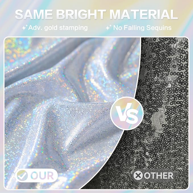 gogoparti 10x10FT Laser Silver Sequin Backdrop Curtain - Image 2