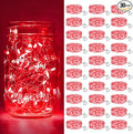 btfarm 30 Pack Fairy Lights Battery Operated [3 Modes], 7ft 20 Led Twinkle Lights String Lights Waterproof Bulk Small Mini Silver Wire for Christmas Mason Jars Wedding Table Centerpiece, Red