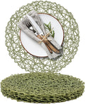 AHHFSMEI Paper Braided Round Placemats Set of 6 Natural Non-Slip Heat Resistant by AHHFSMEI