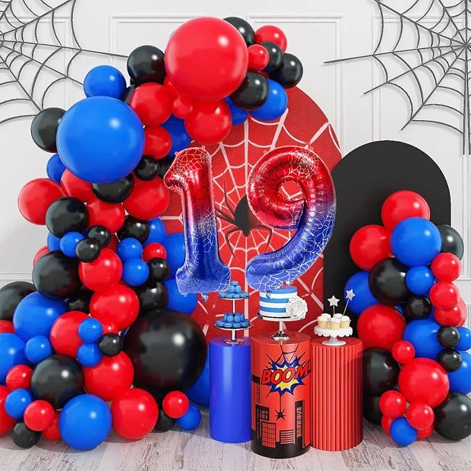 40 Inch Spider Theme Number Foil Balloons, Large Number 19 Balloons - Image 5