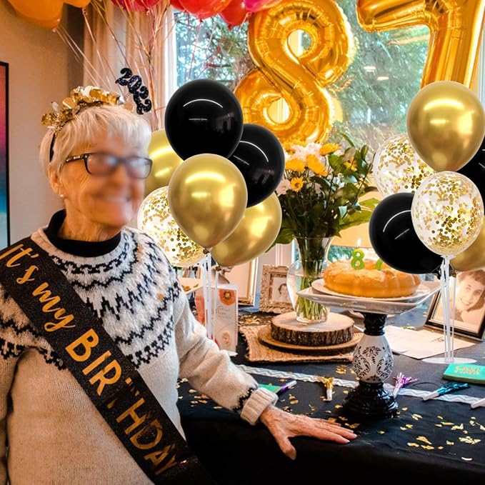 TONIFUL 6 Set Black Gold Balloon Stand Balloon Centerpieces - Image 8