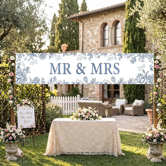 Mr And Mrs Wedding Decor Banner Decorations Party Hanging Sign | Reusable - Image 3