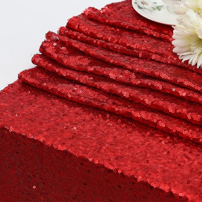 Poise3EHome Red Sequin Backdrop,7FT x 7FT Sequin Photography Backdrop Curtain for Party Decoration