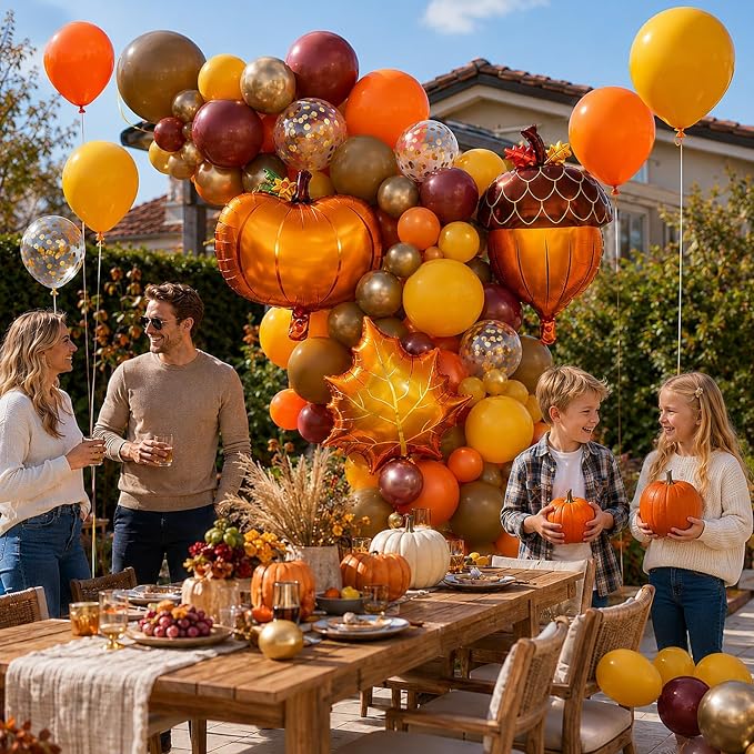 Fall Balloon Arch Kit, Thanksgiving Orange Burgundy Yellow Balloon Garland | - Image 5