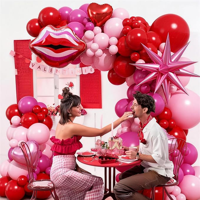 Valentines Day Balloon Arch Kit Hot Pink Red Balloon Garland - Image 4