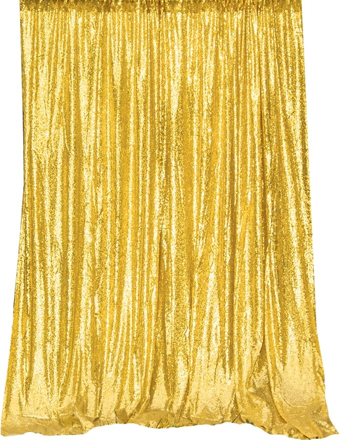 JYFLZQ Gold Sequin Backdrop Curtains 6ft x 8ft 1 Panel Glitter Photo Booth - Image 6
