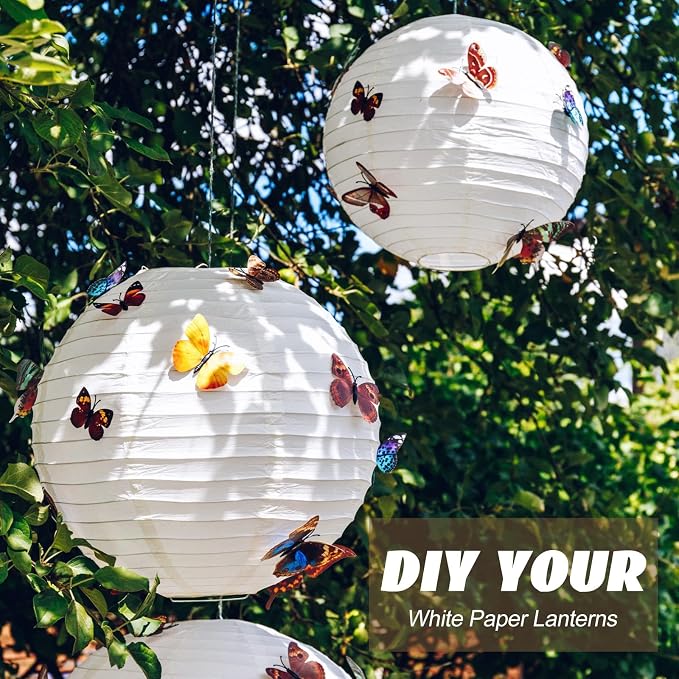 Treela 30 Pack White Chinese Japanese Paper Lanterns Decorative Hanging Round - Image 3