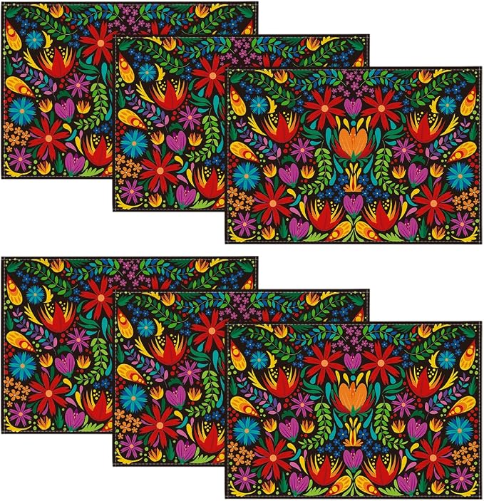 Artoid Mode Mexican Cinco De Mayo Placemats Set of 6, 12 x 18 Inch Dia De Los by ArtoidMode