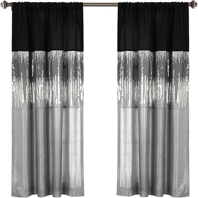 Lush Decor Night Sky Window Curtain Panel, Single 42"W x 63"L Black & Gray - Image 7