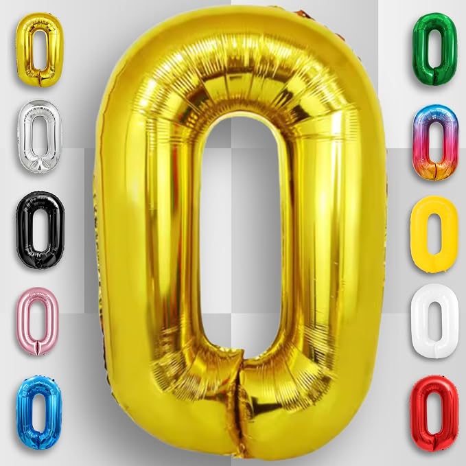 Gold Number Balloon 0 Mylar Foil Balloons 32 inch - Image 2