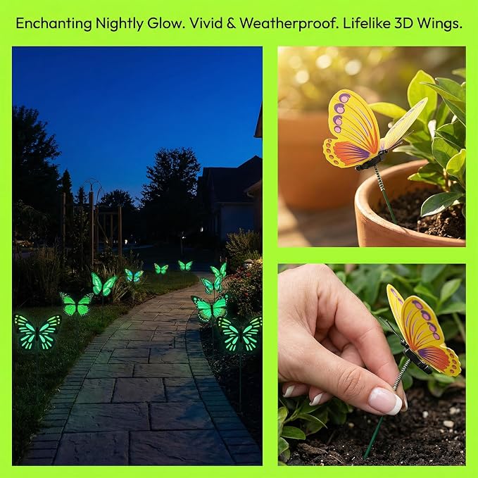 30PCS Luminous Butterfly Garden Decor Butterfly Stakes - Image 7