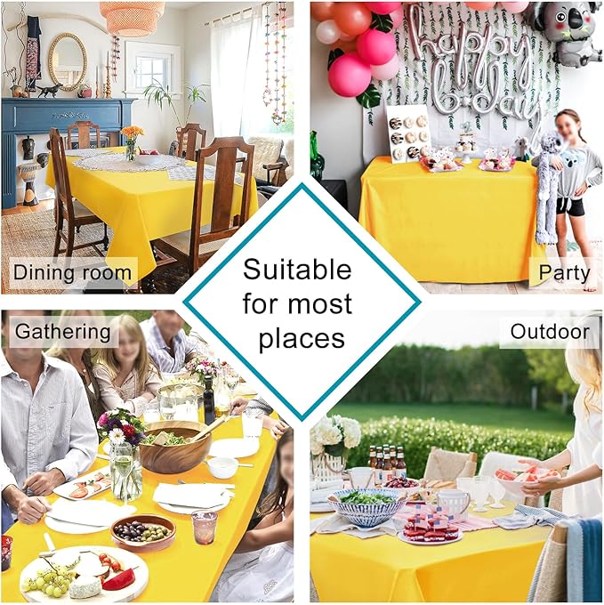 Hiasan Yellow Tablecloth for Square Tables - Waterproof and Spillproof Washable Fabric Table Cloth for Dining Room Kitchen Party, 60 x 60 Inch