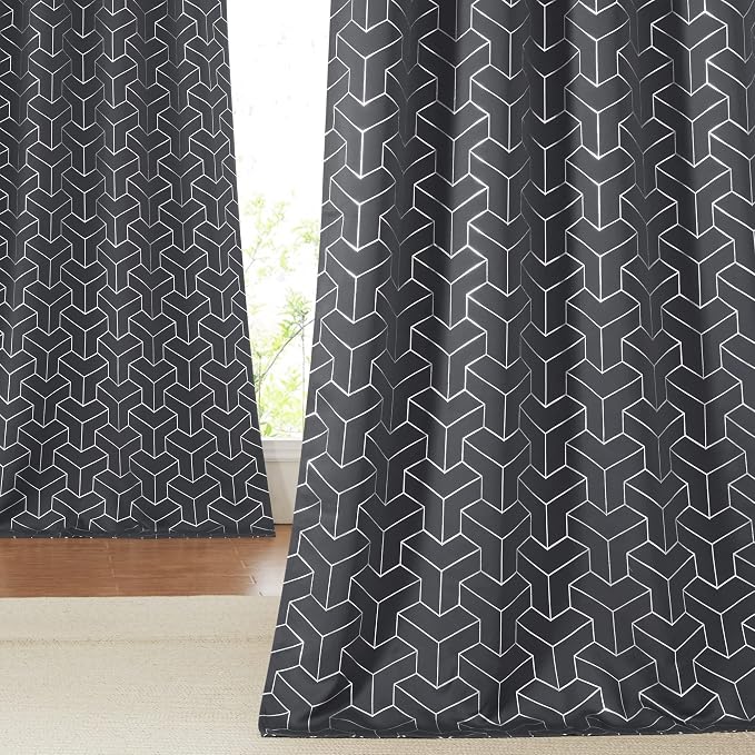 NICETOWN Blackout Curtains for Bedroom, Foil Printed T-Shaped Energy Saving - Image 2