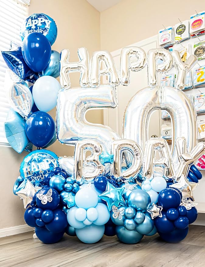 Navy Blue and Gold Balloons Garland Arch Kit, Party Decor | Navy Blue Metallic - Image 5