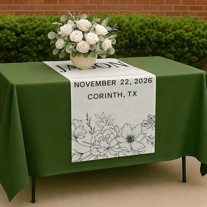 Elegant Wedding Welcome Cotton Linen Tapestry Banner, Custom Names & Date - Image 7