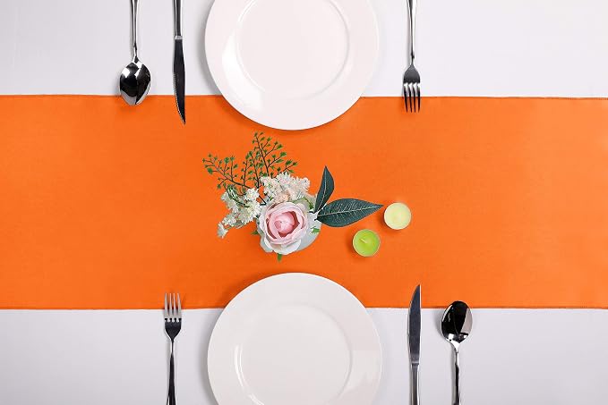 10-Pack Satin Table Runner Orange 12 x 108 inches Long, Table Runners - Image 2