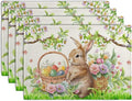Easter Rabbit Placemats Set of 4 Spring Easter Egg Bunny Flowers Floral Place by Wnoesat