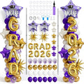 2 Set Adjustable Graduation Balloon Column Stand Kit Purple White Golden by EYNDYN