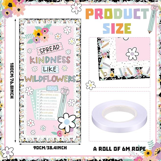HunnmingRe Wildflower Classroom Decor Back to School Door Banner Pastel - Image 3