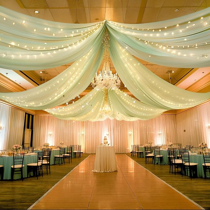 6 Panels Green Ceiling Drapes - Image 3