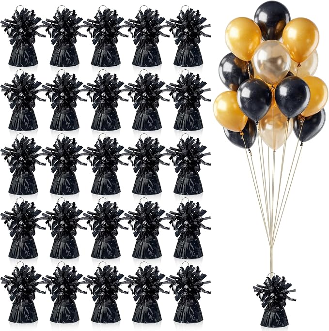 25 PCS Metallic Wrapped Balloon Weights Black Heavy Balloon Weight by SPFYunion