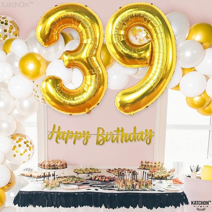 KatchOn Gold 39 Balloon Number 40 Inch, 39 Birthday Decorations | Gold 39 - Image 6