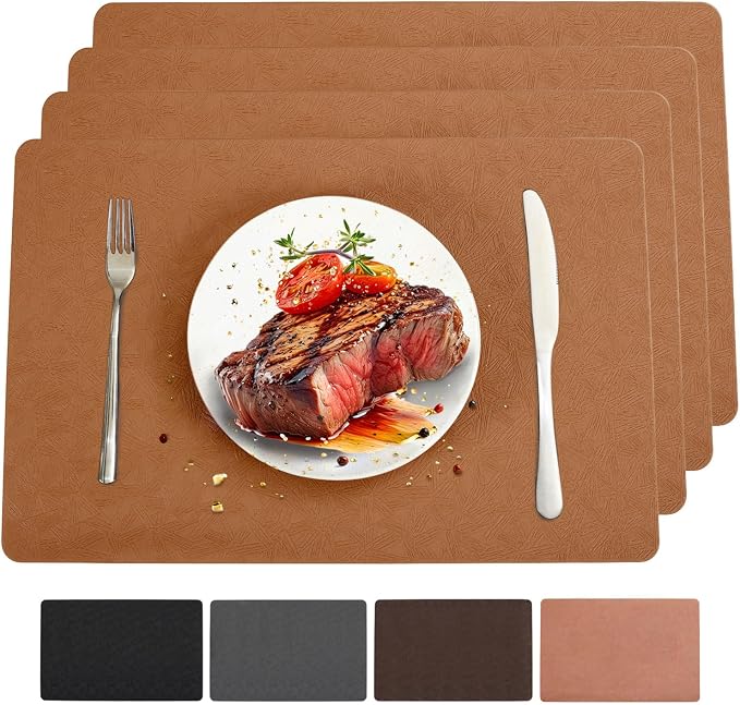 Vinyl Placemats Set of 4 Heat Resistant Easy Clean Non-Slip Place Mats by BxzanDya-LifeSmartMaker
