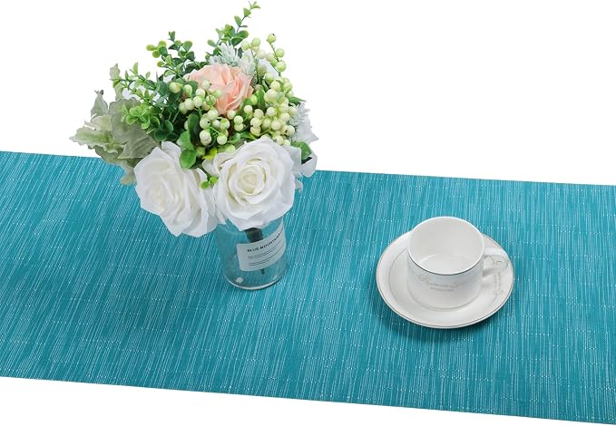 SHACOS Woven Vinyl Table Runner Indoor Outdoor 12x71 inch Kitchen Dining Table - Image 6