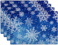 Winter Blue Snowflake Placemats Set of 4 Merry Christmas Snowflakes Linen by Wnoesat