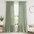 Light Sage Linen Curtains 90 Inch Long 2 Panels Set by Nanspring