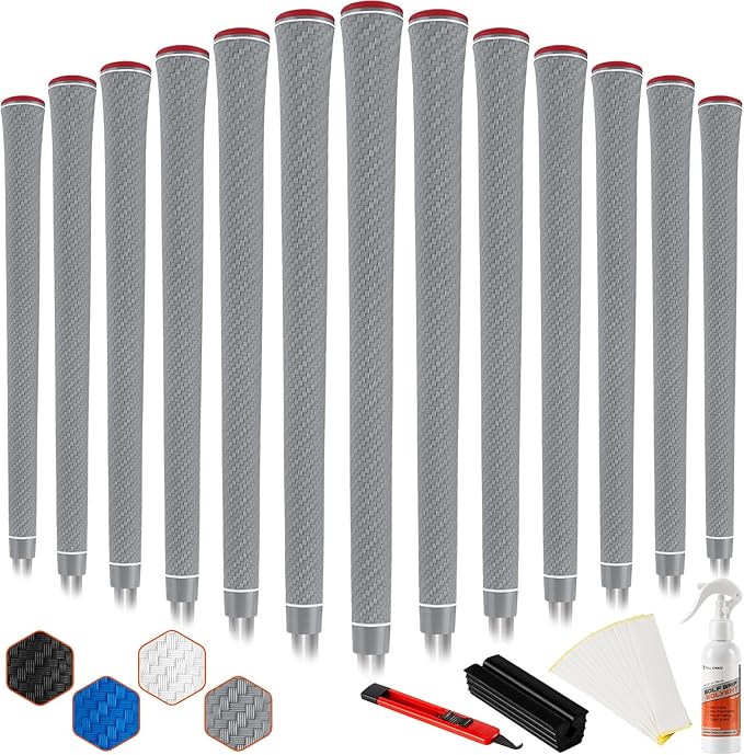 Lightweight Golf Grips with Full Regrip Kit, Carbon Fiber Texture, High-Performance Non-Slip, Optimizes Swing Weight for Control & Precise Feel