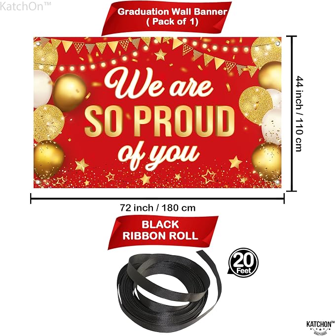 KatchOn Red We are So Proud of You Banner 72x44 Inch | Graduation Banner - Image 4