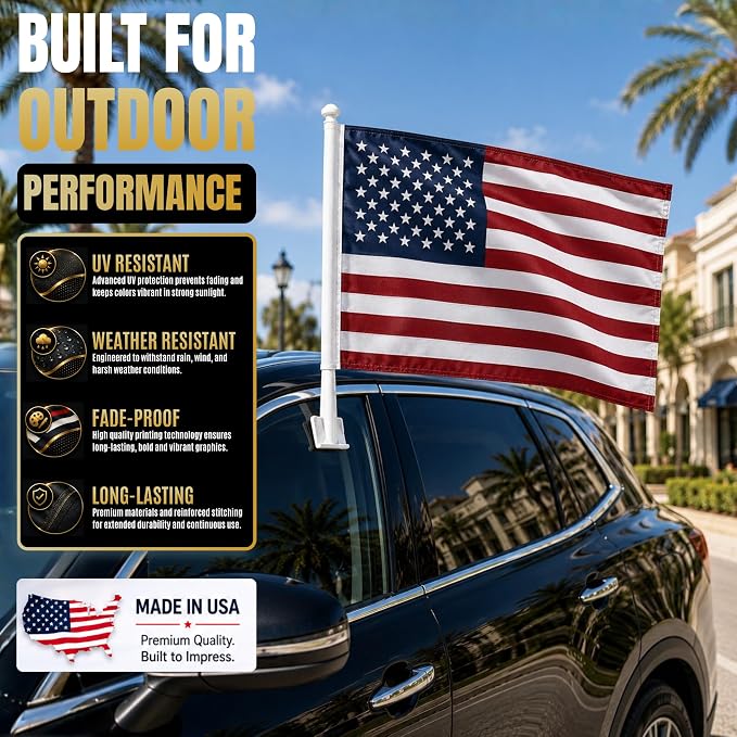 Custom Car Flag Pole by BCB Personalized Flag Banner Printed in USA | 12x17 - Image 4