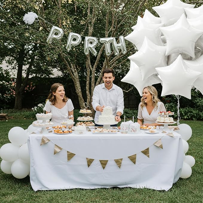 TONIFUL 15 Pcs Star Shaped Balloons 18 Inch Large White Foil Balloons | Big - Image 3