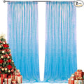 2×8FT-2PCS Mermaid Blue Sequin Backdrop Curtains Panels, Photography Backdrop by Pufogu