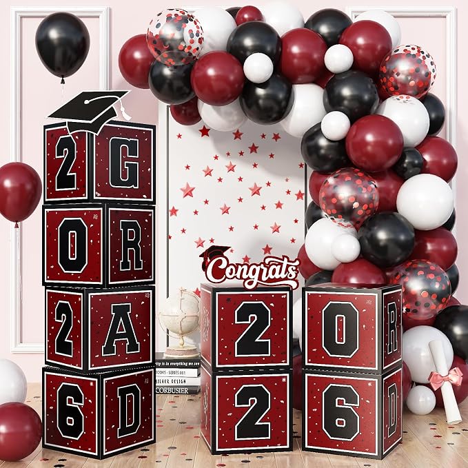 Burgundy Graduation Decorations 2026 by Froova