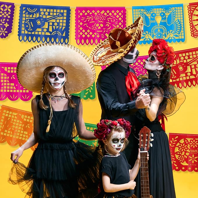 3 PCS Cinco De Mayo Decorations, Plastic Mexican Party Banner 55.2 FT Papel - Image 6