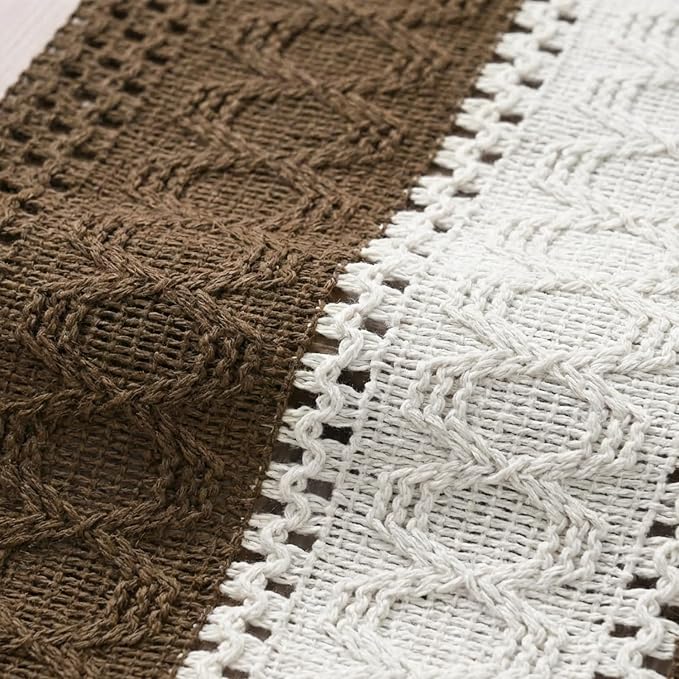 Artoid Mode Coffee Farmhouse Woven Table Runner 12x48 Inch | Seasonal Holiday - Image 6