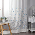 White Sheer Voile Curtains White Embossed Butterflies 63 Inches | Light by VISIONTEX