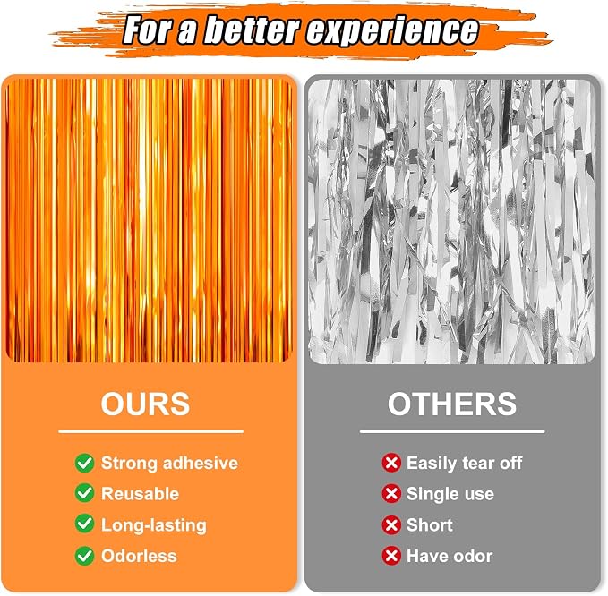 Crosize 4 Pack 3.3 x 9.9 ft Foil Fringe Streamer Backdrop, - Image 3