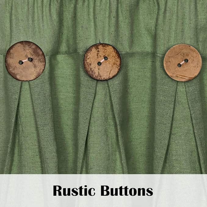 Farmhouse Valance Curtains, Boho Cotton Linen Kitchen Valance, Olive Green - Image 4