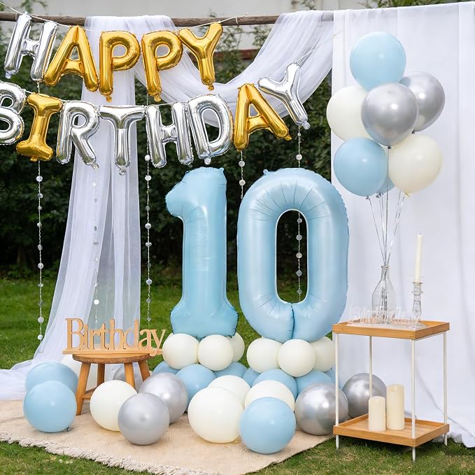 40 In Matte Blue Number Balloons Helium Foil Mylar Balloon Party Digital 35 | - Image 5