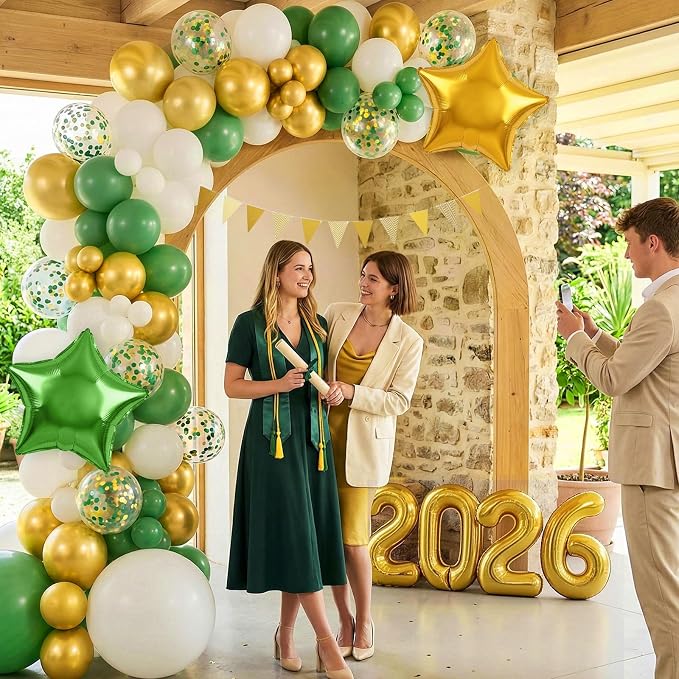 Paready Green Gold Graduation Balloons Garland Arch Kit, Grad Star Balloon - Image 8