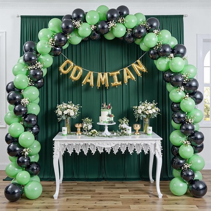 10 ft x 8 ft Wrinkle Free Hunter Green Backdrop Curtain for Parties, Fabric Dark Green Photo Backdrop Drapes 2 Panels 5x10ft for Baby Shower Wedding Birthday Party Photography Curtains