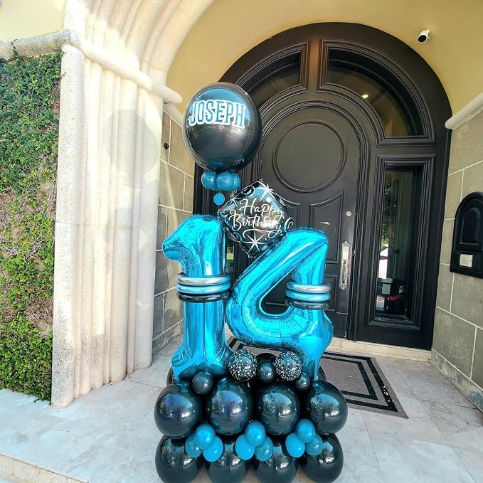 1 Balloon Numbers Birthday Decorations, 40In Light Blue Balloons - Image 5